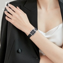 雷克斯ROCOS正品牌小众镶钻潮流新款超薄女士手表小方表防水r0249